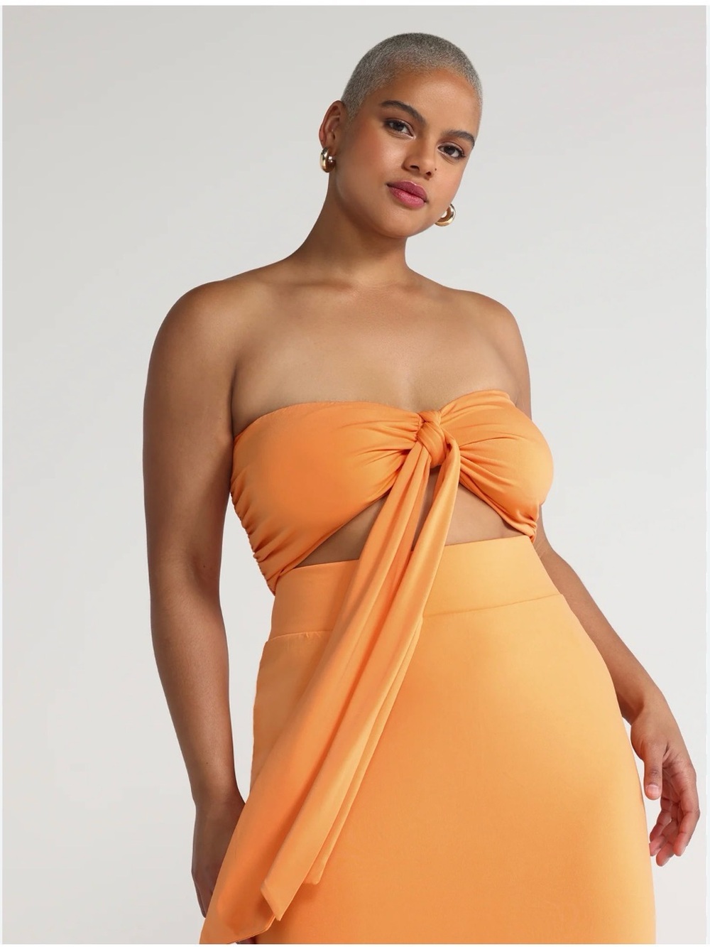 Tie-Front Bandeau Top in peach